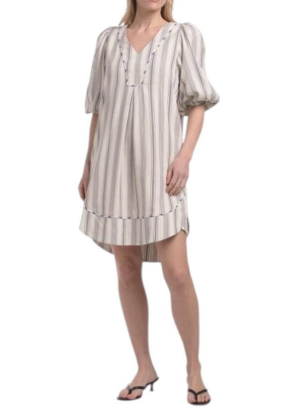 CYNTHIA ROWLEY Striped Mini Dress With Contrast Piping